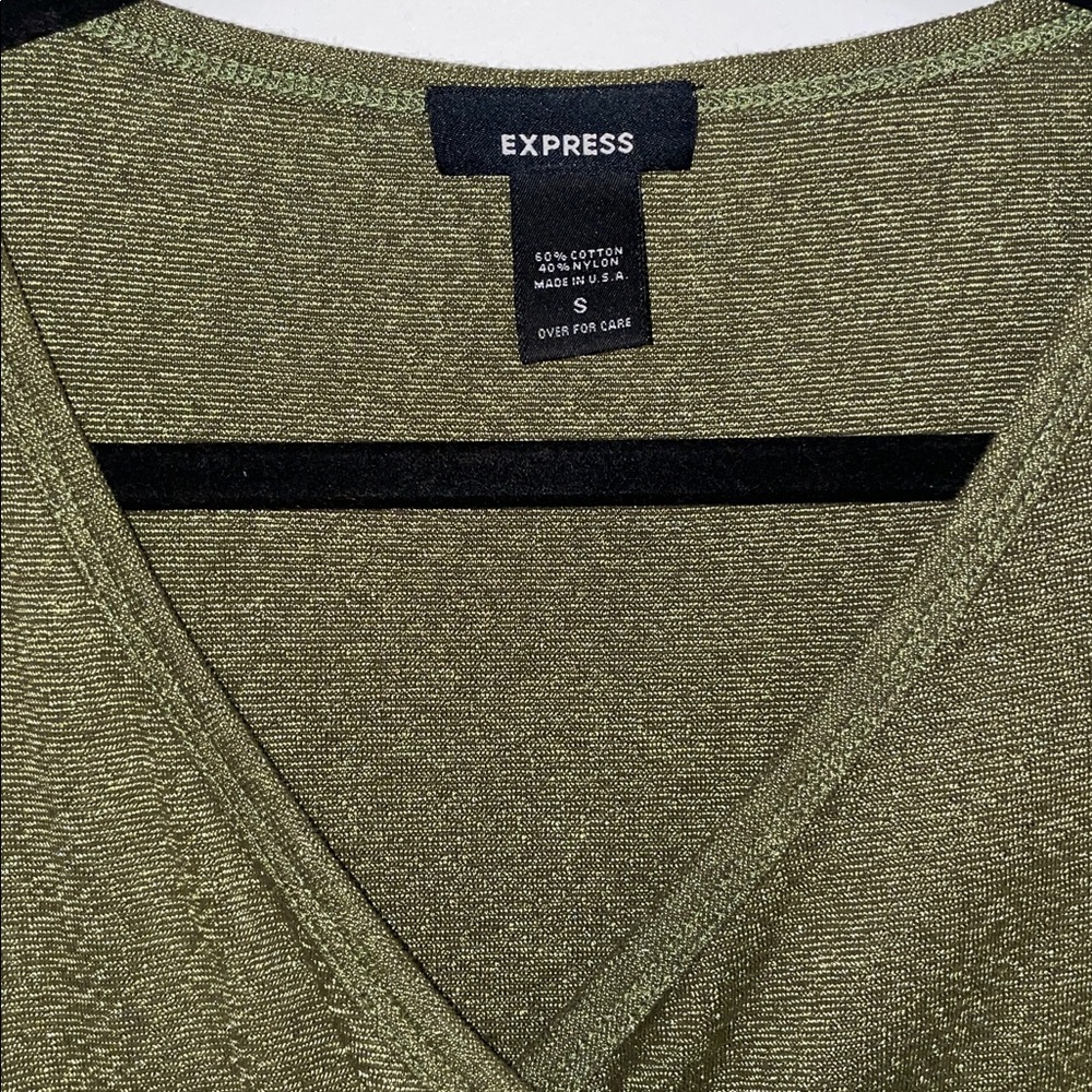 Express Short Sleeve Olive Wrap Top